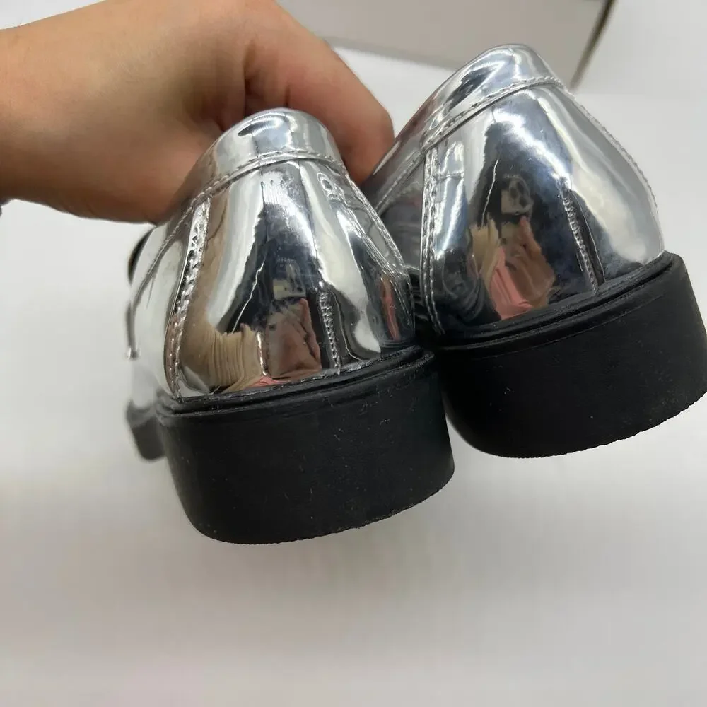 Worthington Ellen Womens Round Closed Toe Loafers Silver Size 6M